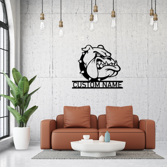 Custom BullDog Name Metal Wall Art
