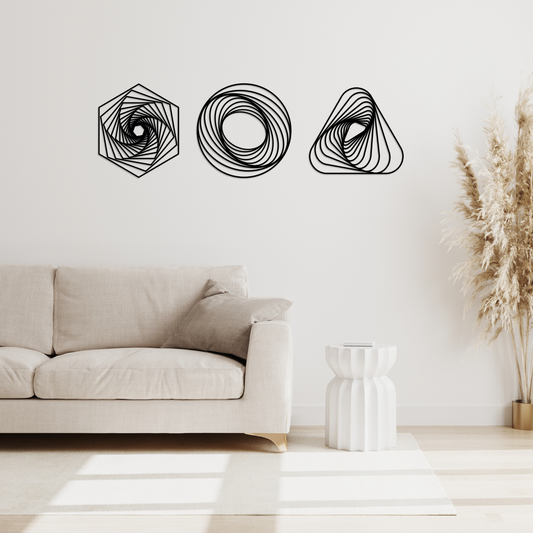 Modern Geometric Metal Wall Art Set of 3