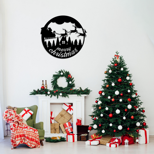 Santa Claus and Reindeer Sign