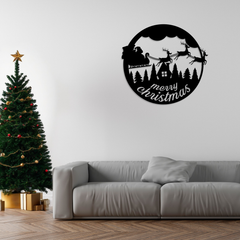 Santa Claus and Reindeer Sign