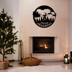 Santa Claus and Reindeer Sign