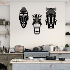 African Tribal Mask Metal Wall Art