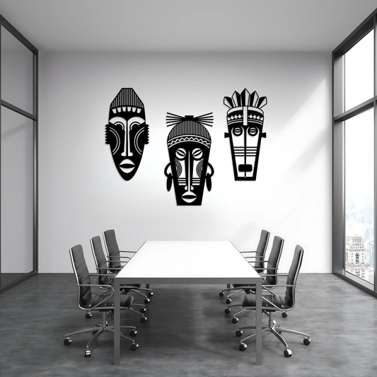 African Tribal Mask Metal Wall Art