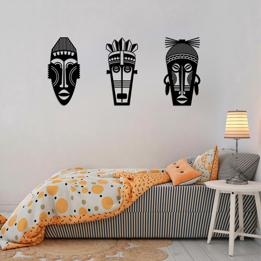 African Tribal Mask Metal Wall Art