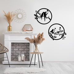 Birds on Branch Metal Wall Art