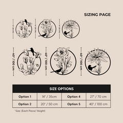 Floral and Bird Metal Wall Art Set of 3