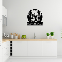 Custom Bigfoot US Flag Metal Wall Art