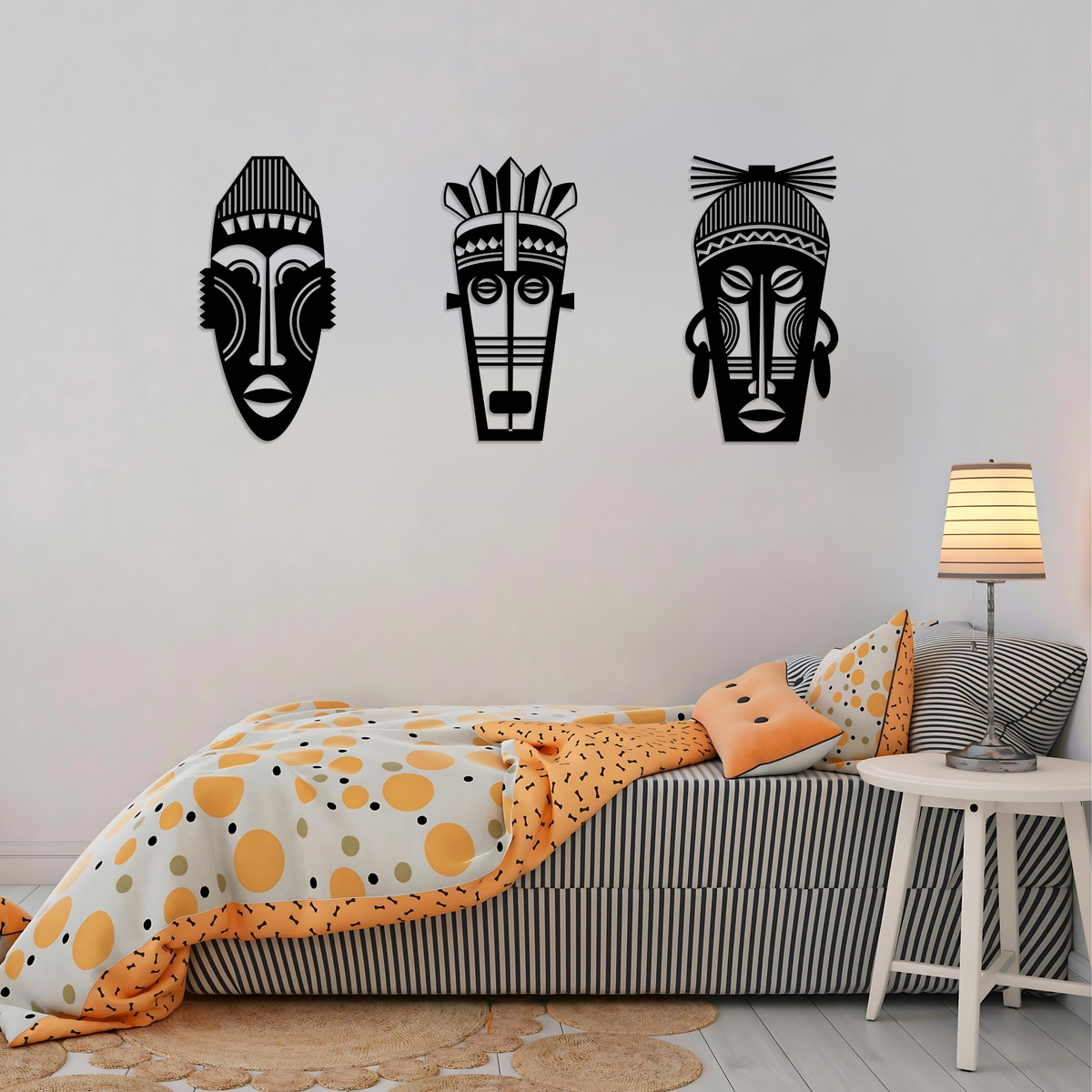 African Tribal Mask Metal Wall Art