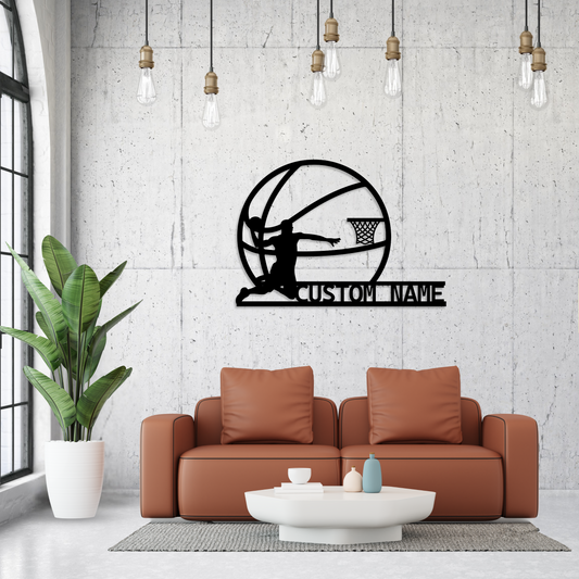 Custom Basketball Name Metal LED Wall Decor